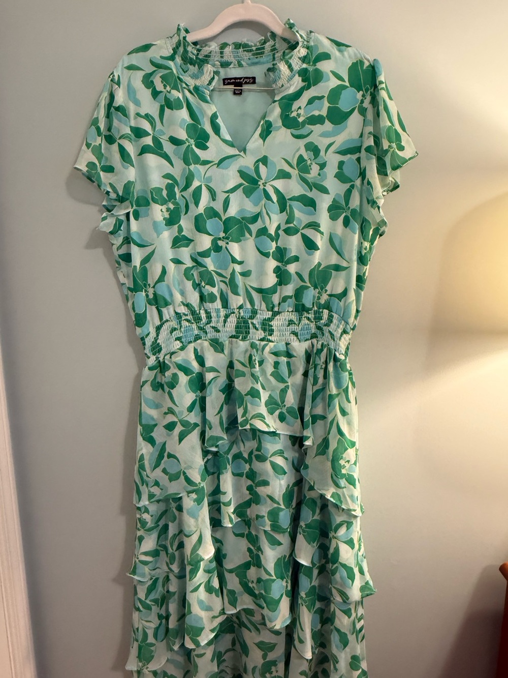 Papermoon Green Floral Smocked Midi Dress